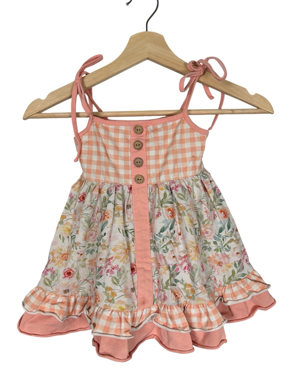 Cheeky Plum Girls floral & Gingham dress 3T